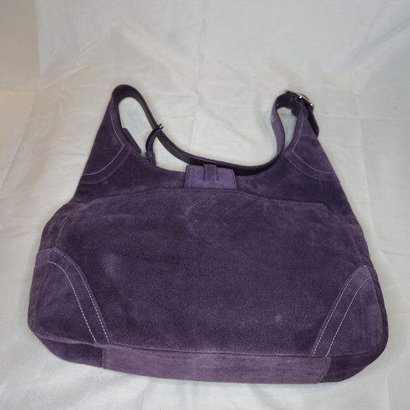 Coach Purple Suede Shoulder Bag - Picture 3 of 5